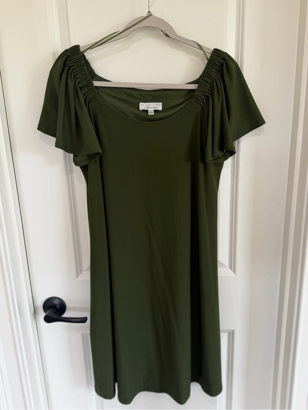 Robbie Bee Olive Green Flutter Sleeve Midi Dress
